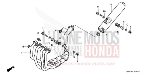 SILENCIEUX D'ECHAPPEMENT CBR900RRW de 1998